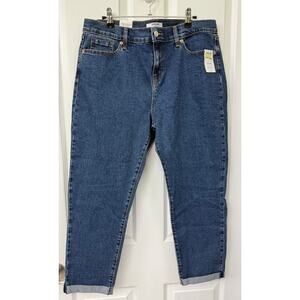 Denizen Levis Cropped Boyfriend Blue Denim Cuffed Hem Jeans Size 8 29 W NWT